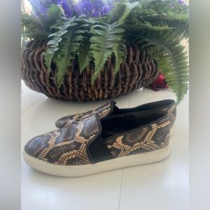 Vince Blair 5 snake effect Leather Shoes wmn 10M Black brown Slip On Platform